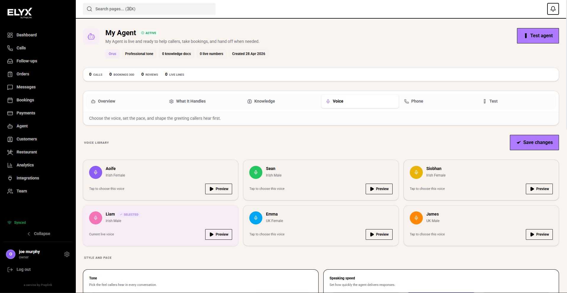 Agent voice library