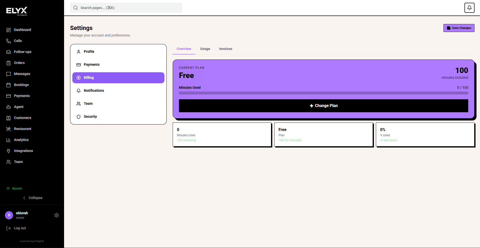 Billing plan
