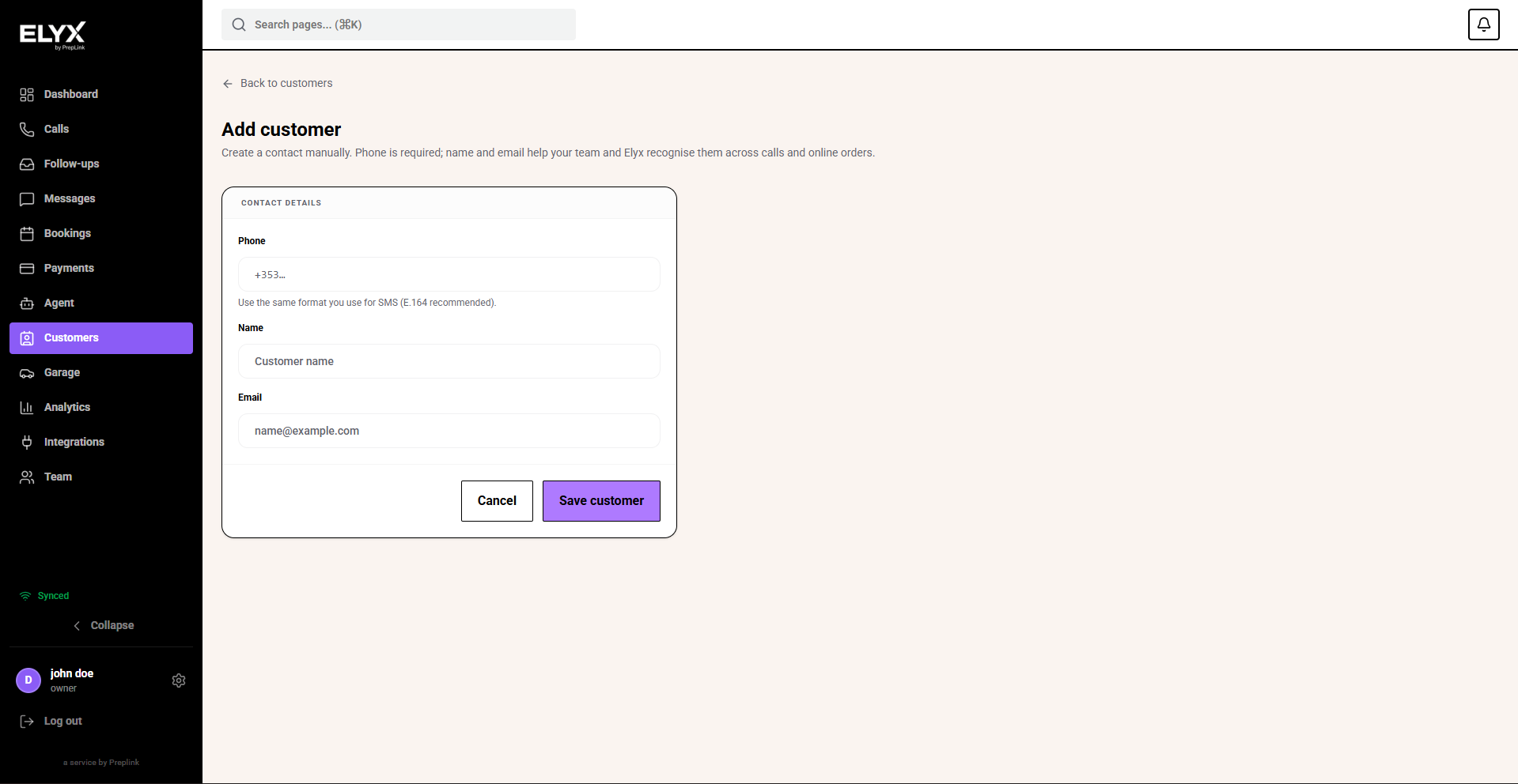 Create customer