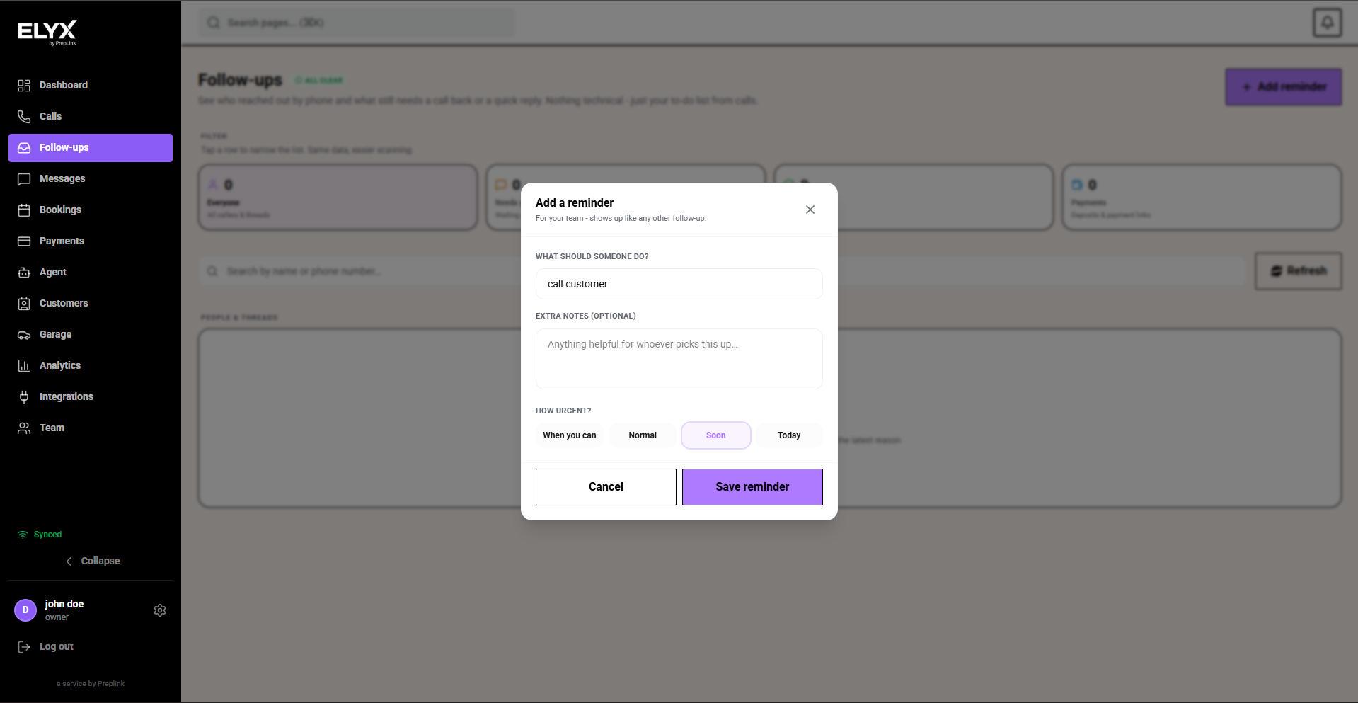 Follow-ups reminder