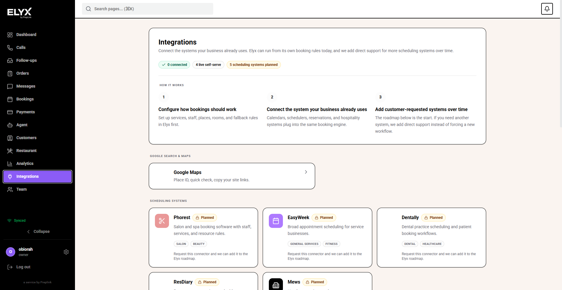 Integrations hub