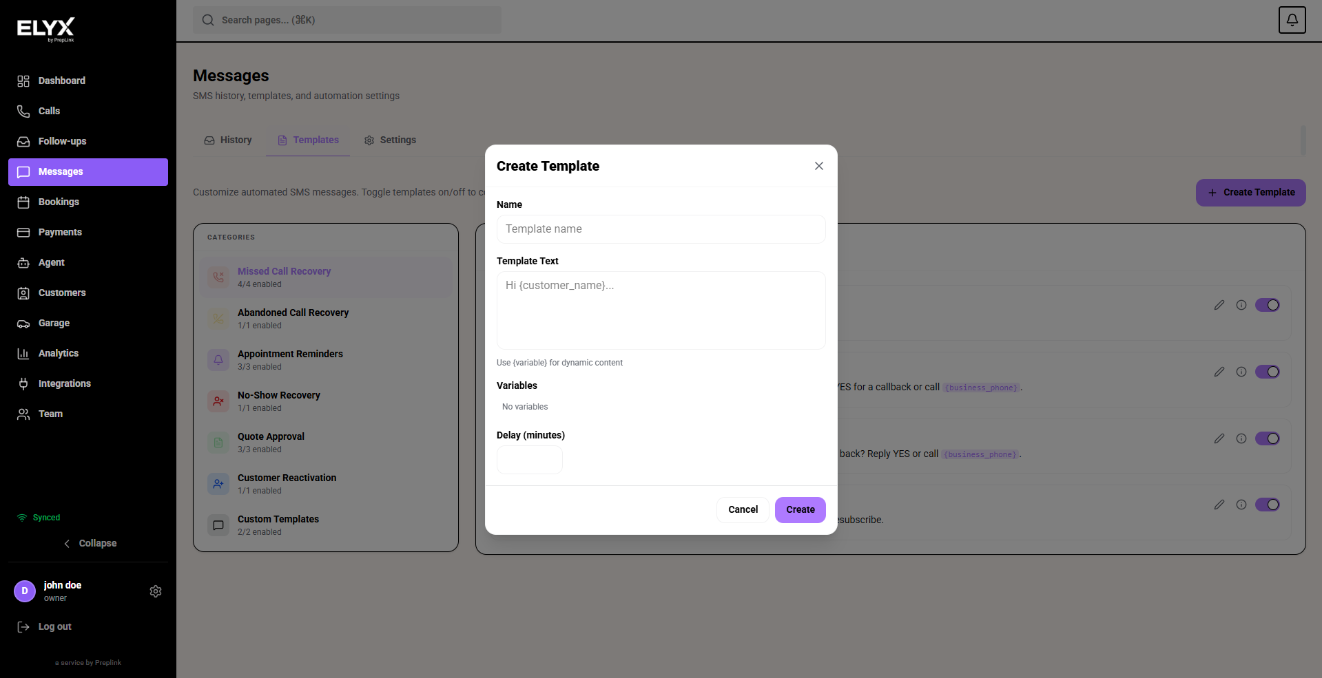 Create message template