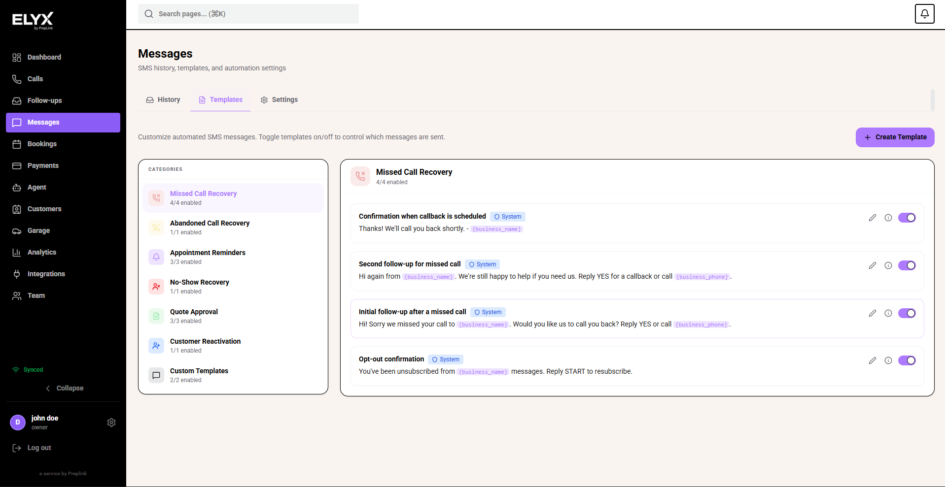 Message templates