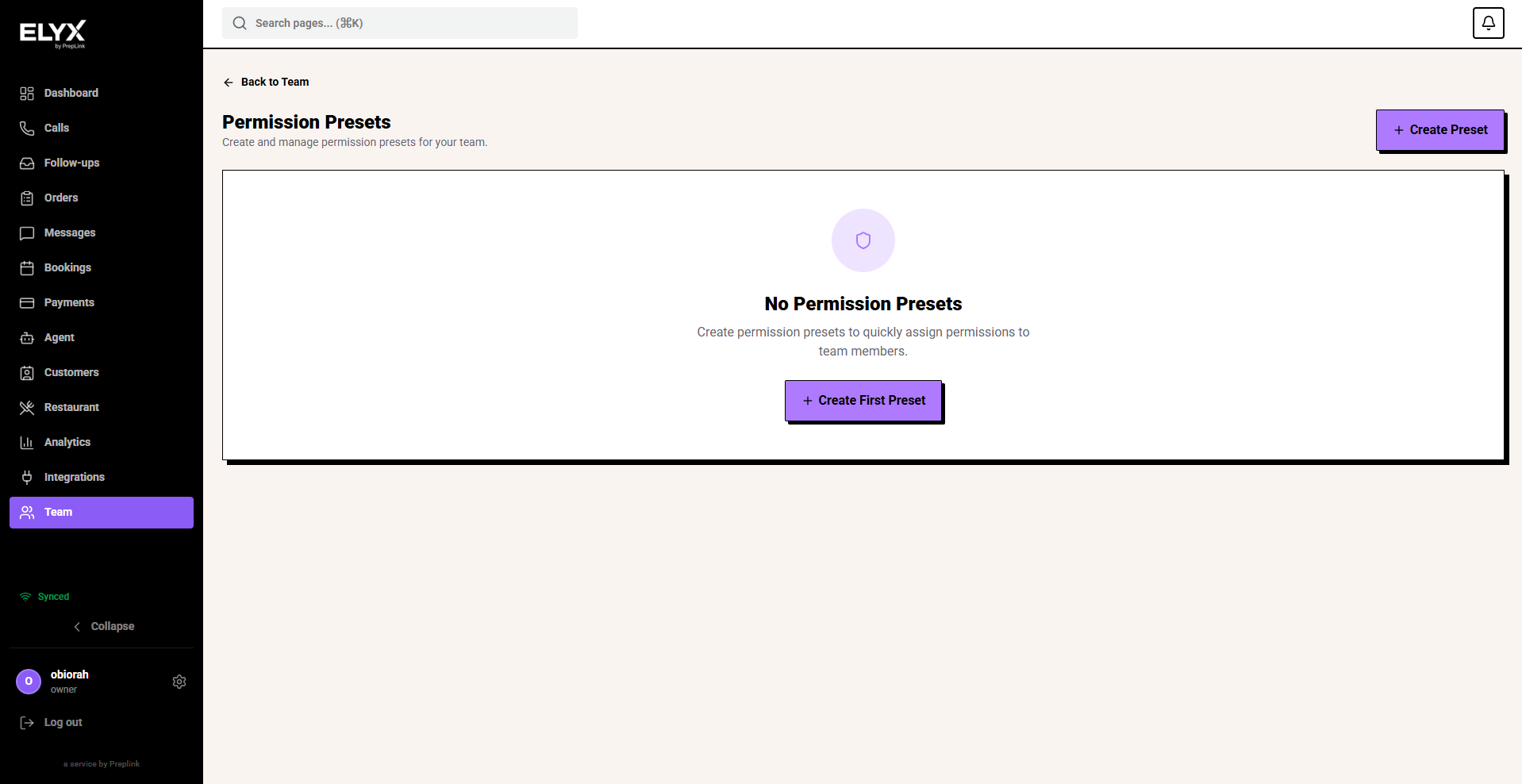 Permission presets