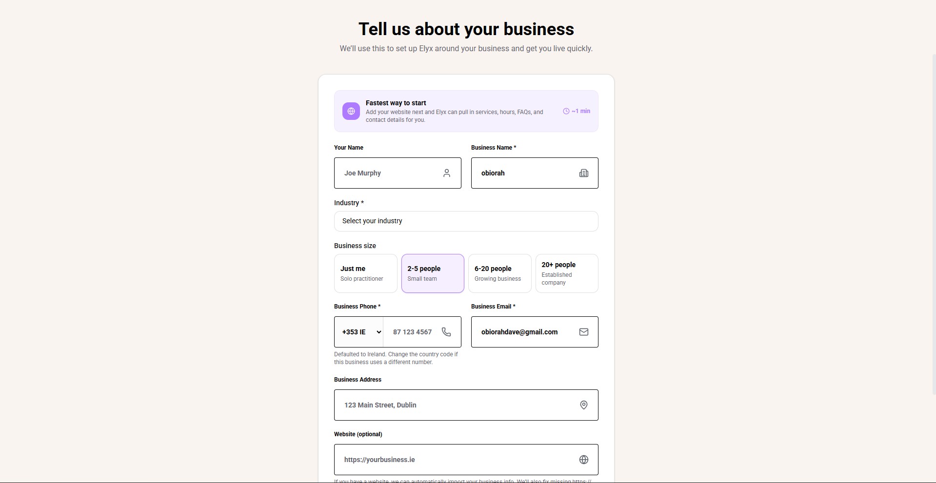 Tell Resk about your business