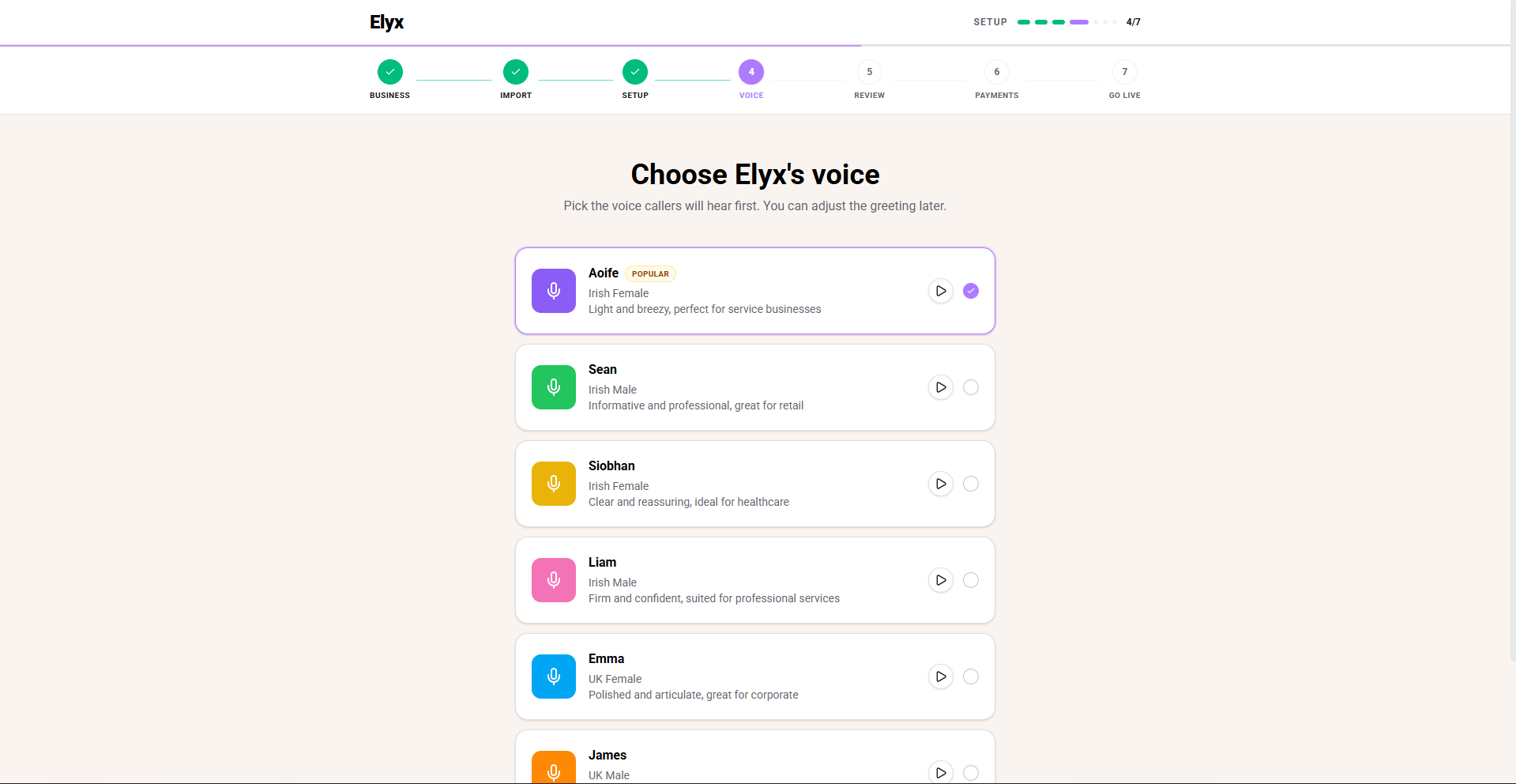 Choose Resk's voice
