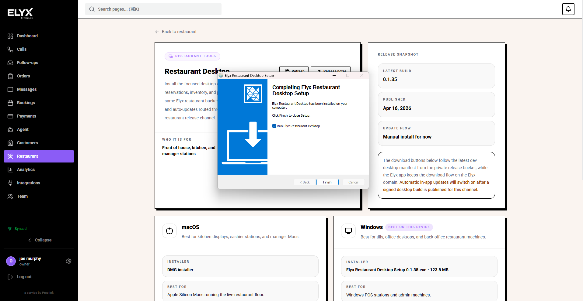 Desktop app install complete
