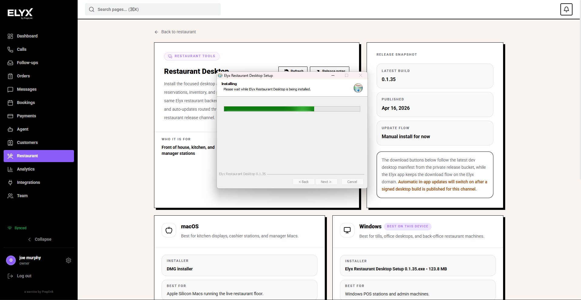 Desktop app installing