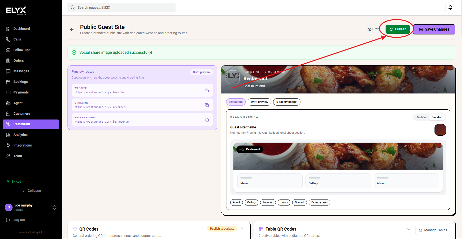 Publish the public guest site