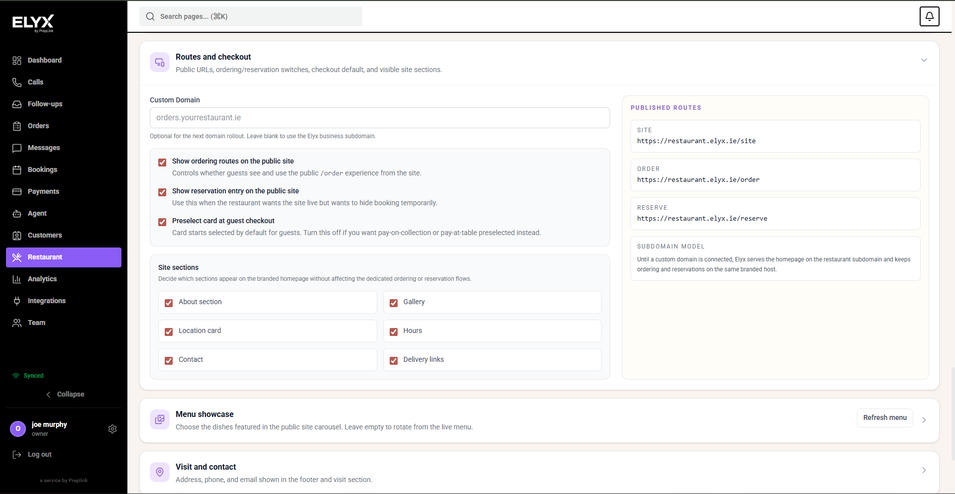 Public page routes and checkout