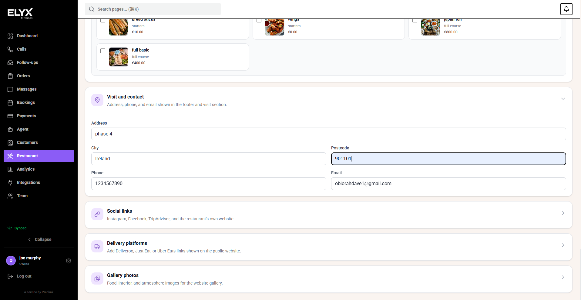 Public page visit and contact settings
